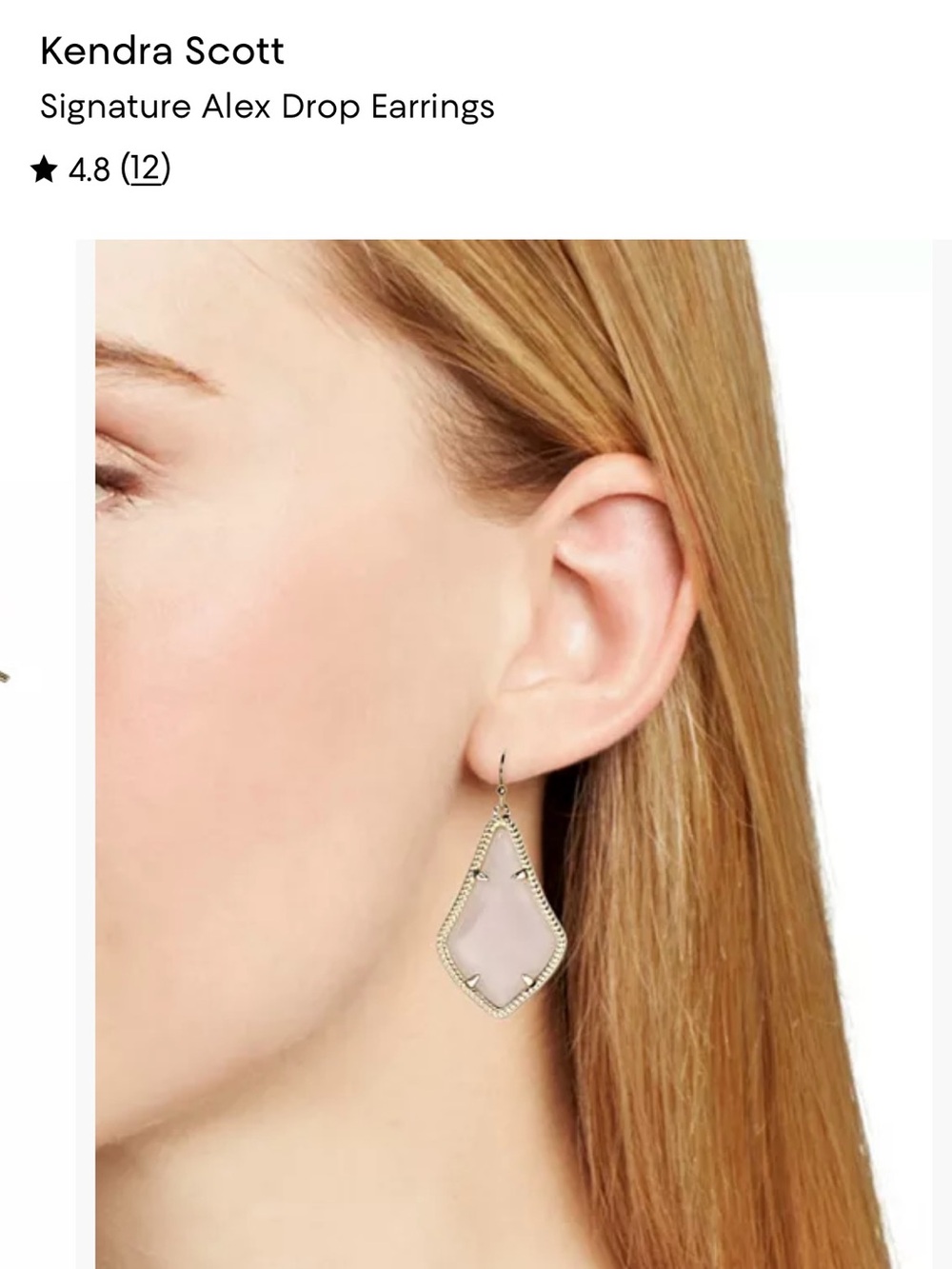 Kendra Scott Signature Alex Drop Earrings Pale Pink Stone with Gold Accents